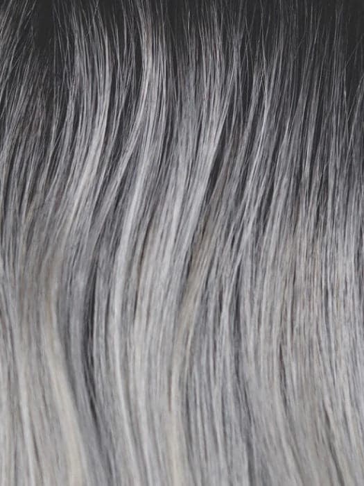 Moonstone | Dark ashy brown root with a blend of gray and light ashy blond highlights color swatch by Orchid
